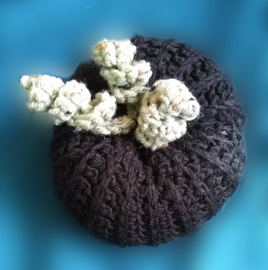 Soft Black Crochet Pumpkin Plushie, Custom Crochet by Half-Cracked Guru