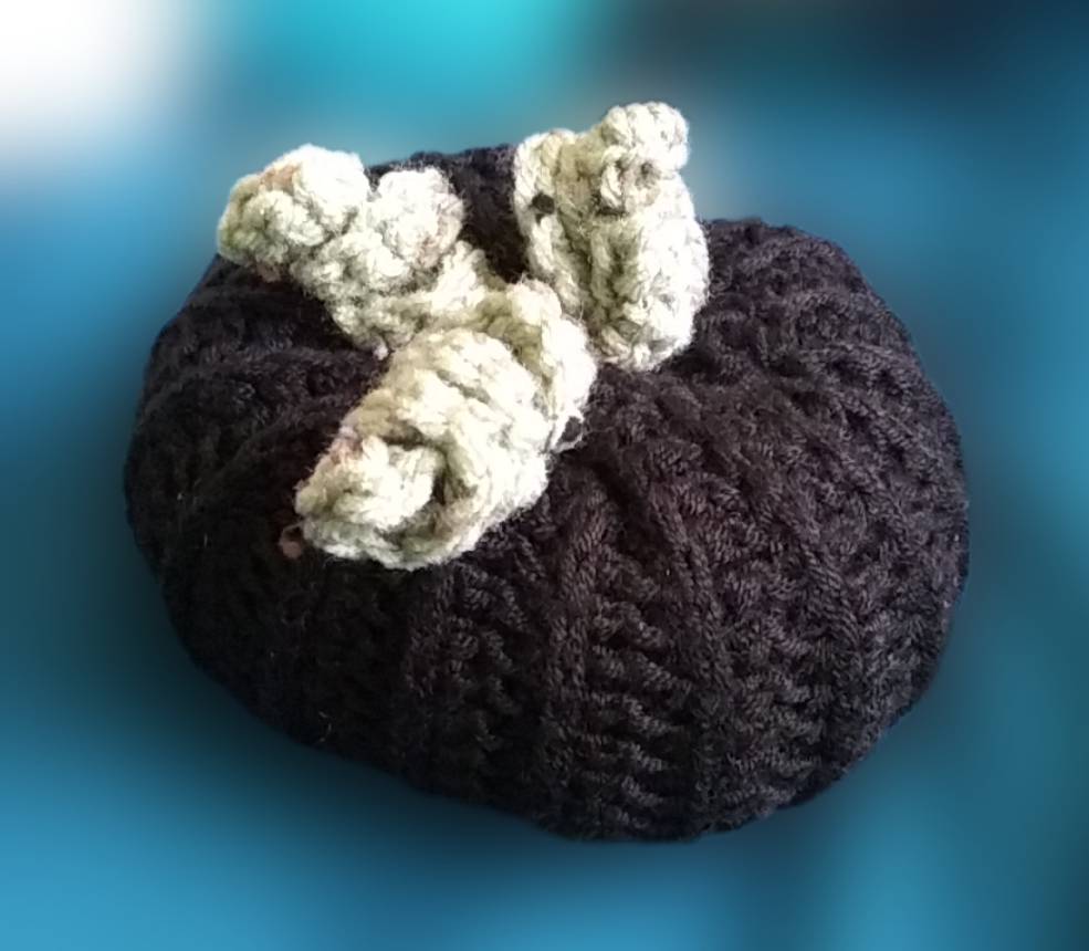 Soft Black Crochet Pumpkin Plushie, Custom Crochet by Half-Cracked Guru