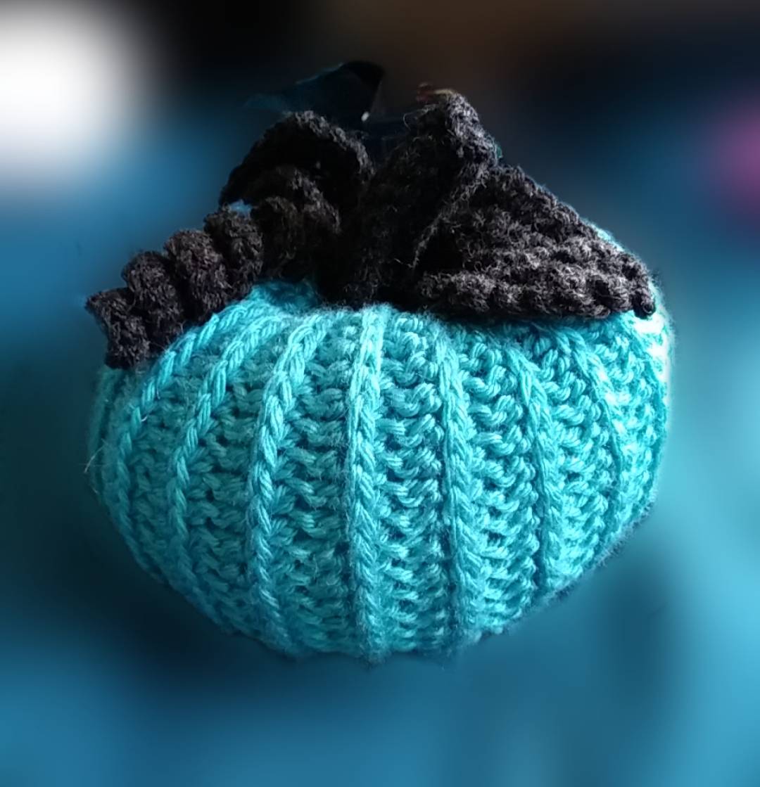 Soft Blue Crochet Pumpkin Plushie, Custom Crochet by Half-Cracked Guru