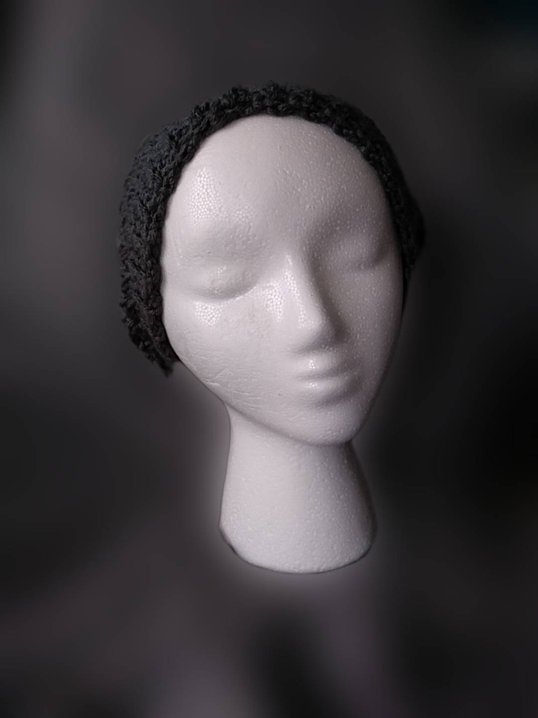 Gray Cluster Slouch Hat, Front View Custom Crochet by Half-Cracked Guru