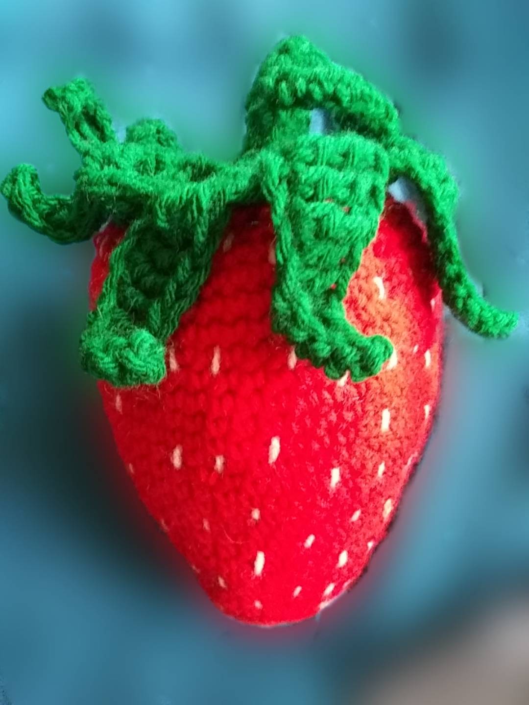 Large Strawberry Plushie Amigurumi, Custom Crochet by Half-Cracked Guru
