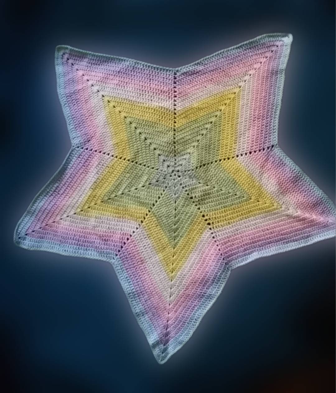 Crochet Baby Blanket, Star-Shaped Pastel Rainbow Baby Blanket, Custom Crochet by Half-Cracked Guru