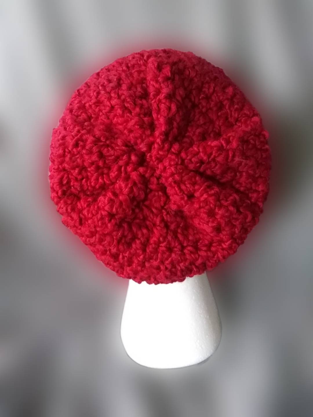 Super Soft Red Slouch Beanie, Men's and Women's Crochet Hat Custom Crochet by Half-Cracked Guru
