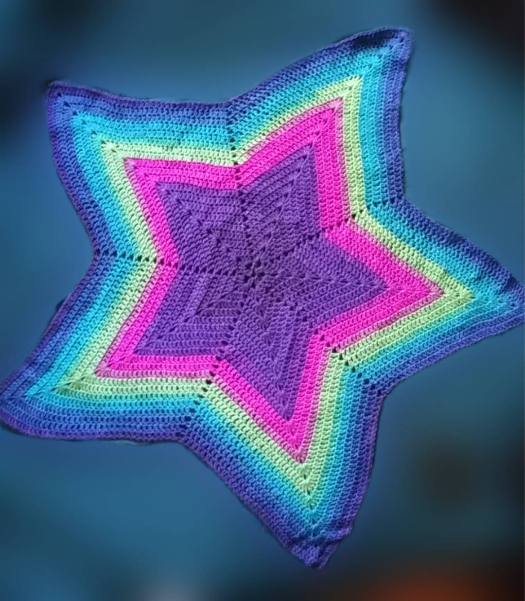 Bright and Soft Star Crochet Baby Blanket, Custom Crochet by Half-Cracked Guru