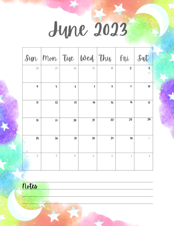 Free 2023 Printable Calendar PDF - Compact, Moon Phases Only, No Quotes, No Holidays