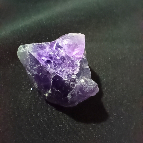 Amethyst Healing Crystal, Raw, 1 Stone, black background, 3