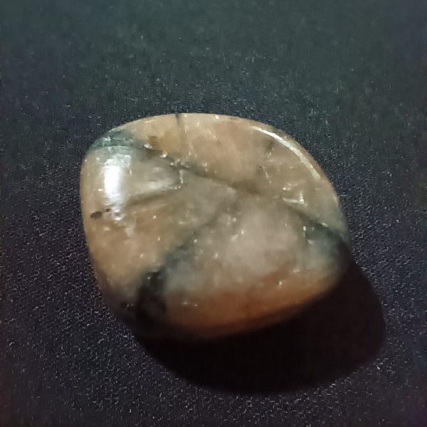 Andalusite Healing Crystal (Chiastolite), Tumbled, 1 Stone black background 2