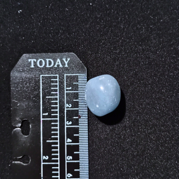 Angelite Healing Crystal, Tumbled, 1 Stone with ruler, about 2 cm