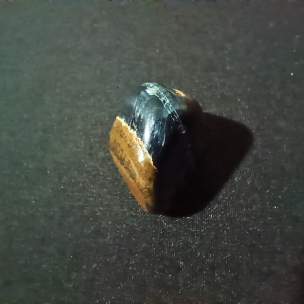 Blue Tigers Eye Healing Crystal, Tumbled, black background 3