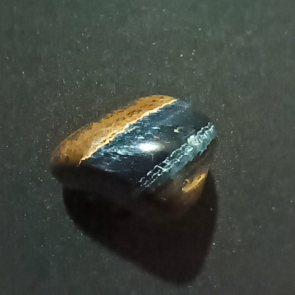 Blue Tigers Eye Healing Crystal, Tumbled, black background 4