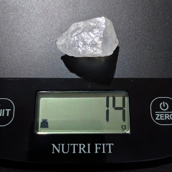 Clear Quartz Healing Crystal, Raw, 1 Stone on scale, 14 grams