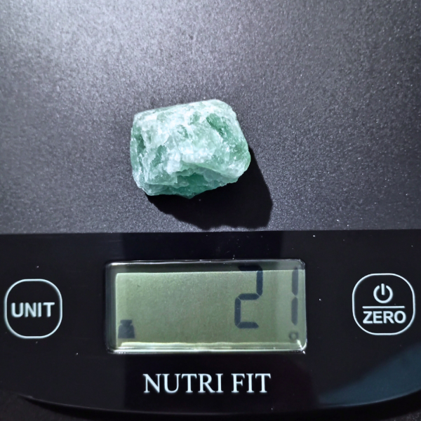 Green Fluorite Healing Crystal, Raw, 1 Stone on scale, 21 grams