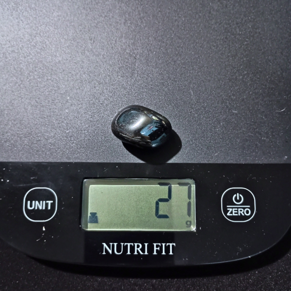 Hematite Healing Crystal, Tumbled, 1 Stone on scale 27 grams