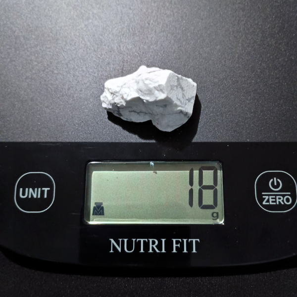 Howlite Healing Crystal, Rough, 1 Stone on scale, 18 grams