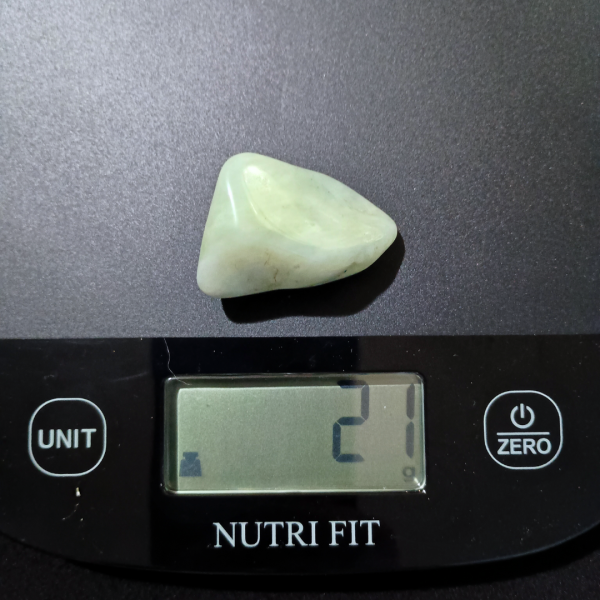 Jade Healing Crystal, Tumbled, 1 Stone on scale, 21 grams