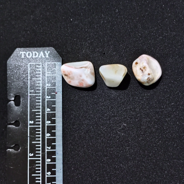 Pink Banded Agate Healing Crystal, Tumbled, 1 Stone, ruler, 2 cm