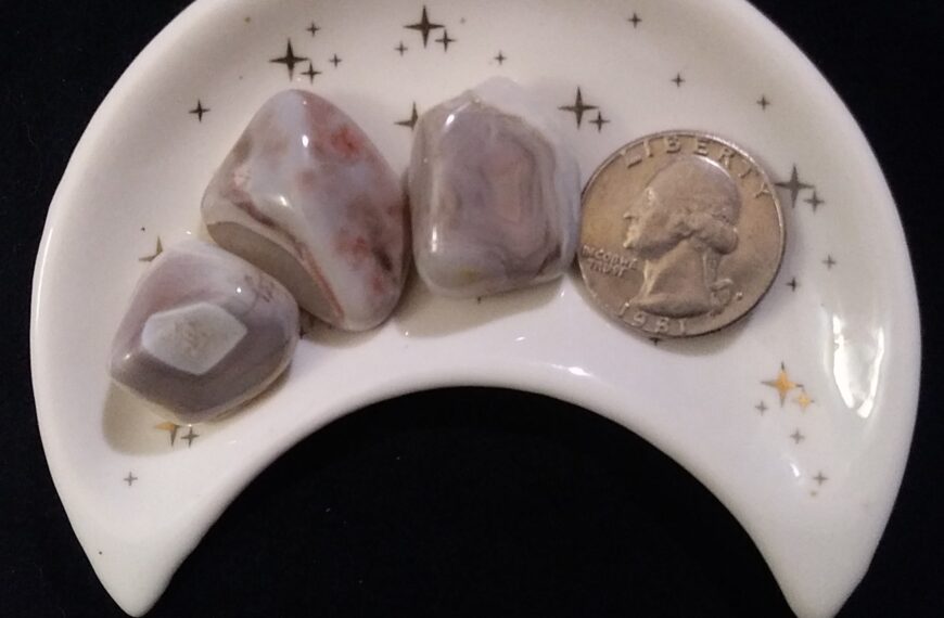 Pink Banded Agate Healing Crystal, Tumbled