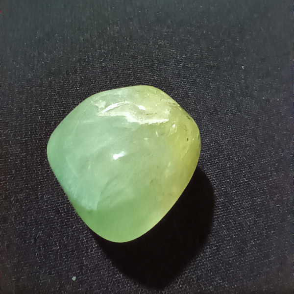 Prehnite Healing Crystal, Tumbled, 1 Stone on black background (2)