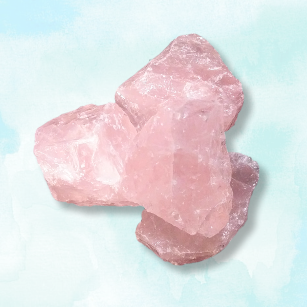 Rose Quartz Healing Crystal, Large, Rough, 1 Stone, pile of stones on light background