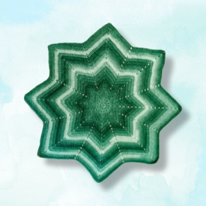 Celestial Serenity Green Ombre Star Shaped Heirloom Baby Blanket, flat