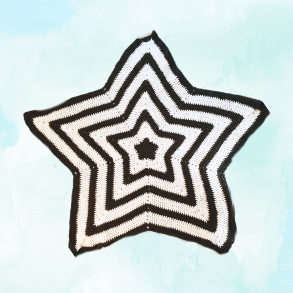 Cosmic Comfort High Contrast Star Shaped Baby Blanket Sensory Afghan, flat