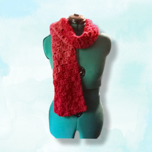 Luxurious Two Toned Red Winter Set Hand Crocheted & Sustainable, scarf
