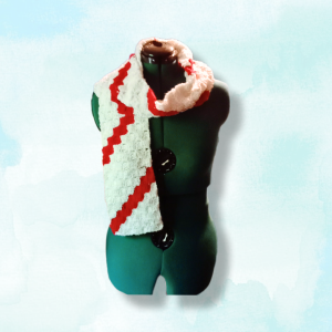 Simply Sweet Red & White Candy Cane Scarf Handmade & Sustainable
