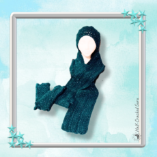 Teal Sparkle Scarf, Slouch Hat, Wrist Warmers Set