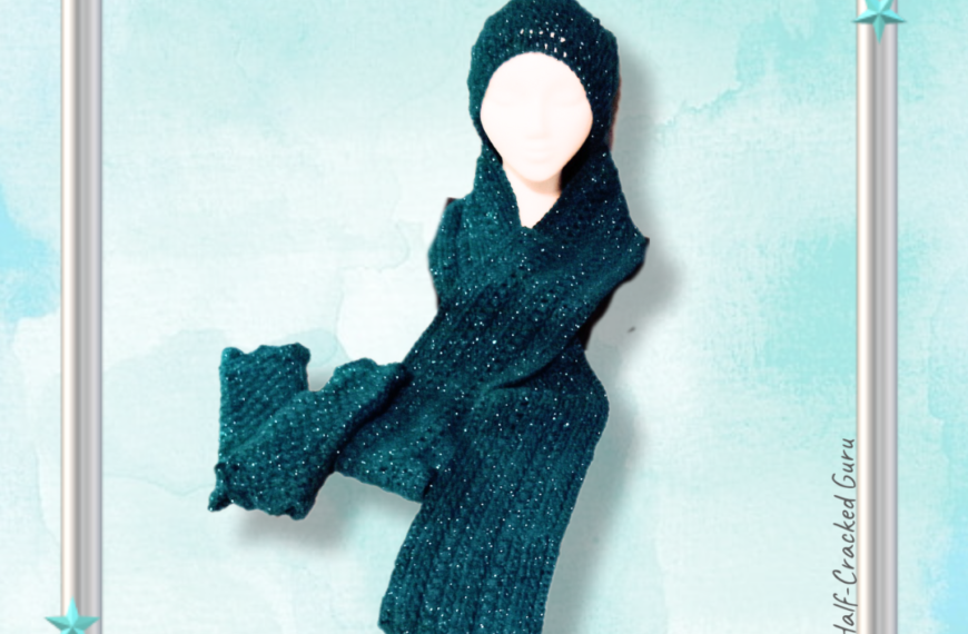 Teal Sparkle Scarf, Slouch Hat, Wrist Warmers Set