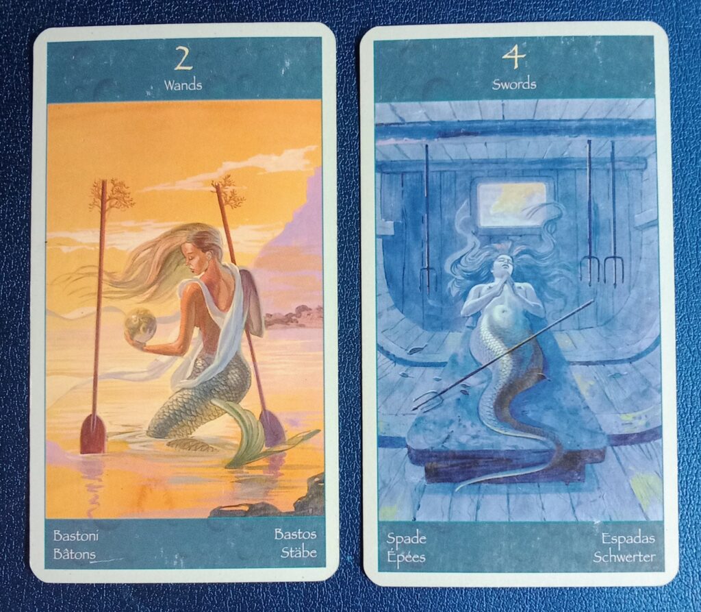 A Message from the Universe - 2 of Wands (reversed) and 4 of Swords