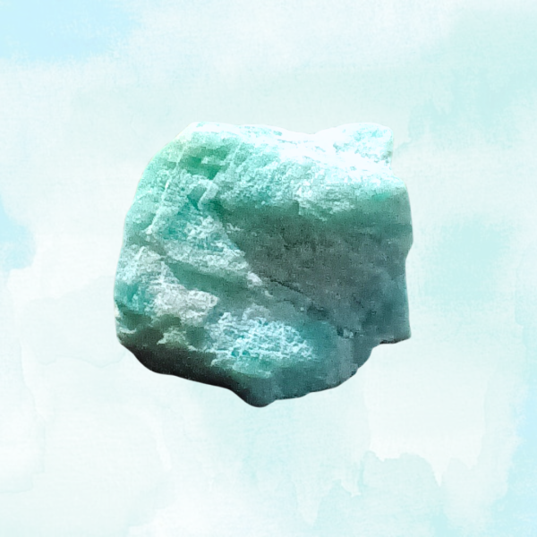 Amazonite Healing Crystal, Raw, 1 light bluish Stone on light background