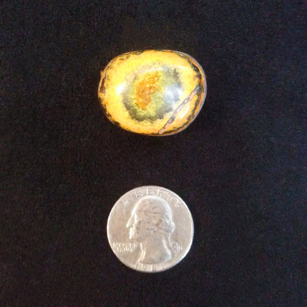 Bumblebee Jasper Healing Crystal, Tumbled, 1 Stone on black background (1)
