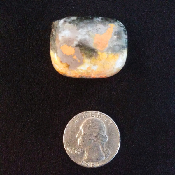 Bumblebee Jasper Healing Crystal, Tumbled, 1 Stone on black background (2)