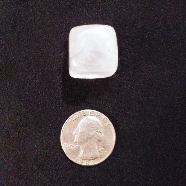Clear Quartz Healing Crystal, Cube, 1 Stone, on black background
