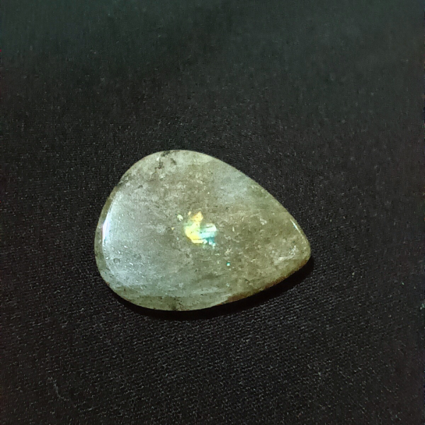Labradorite Healing Crystal, Guitar Pick, 1 Pick on black background