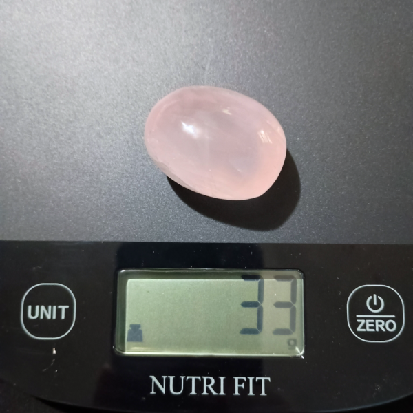Rose Quartz Healing Crystal, Tumbled, 1 Stone, scale, 33 grams