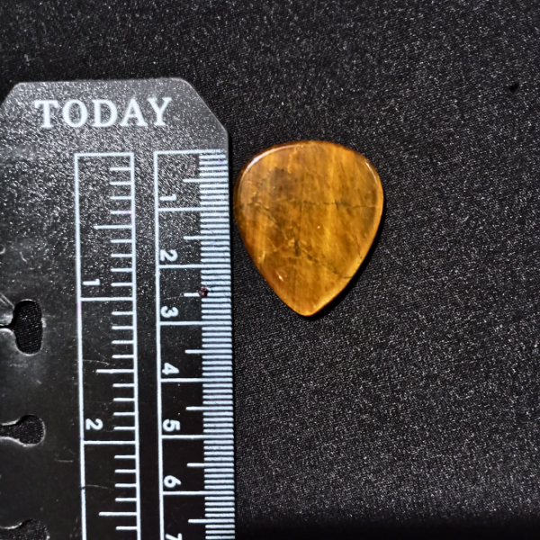 Tigers Eye Healing Crystal, Guitar Pick, 1 Pick, ruler 3 cm
