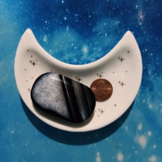 Black Agate Geode Palm Stone