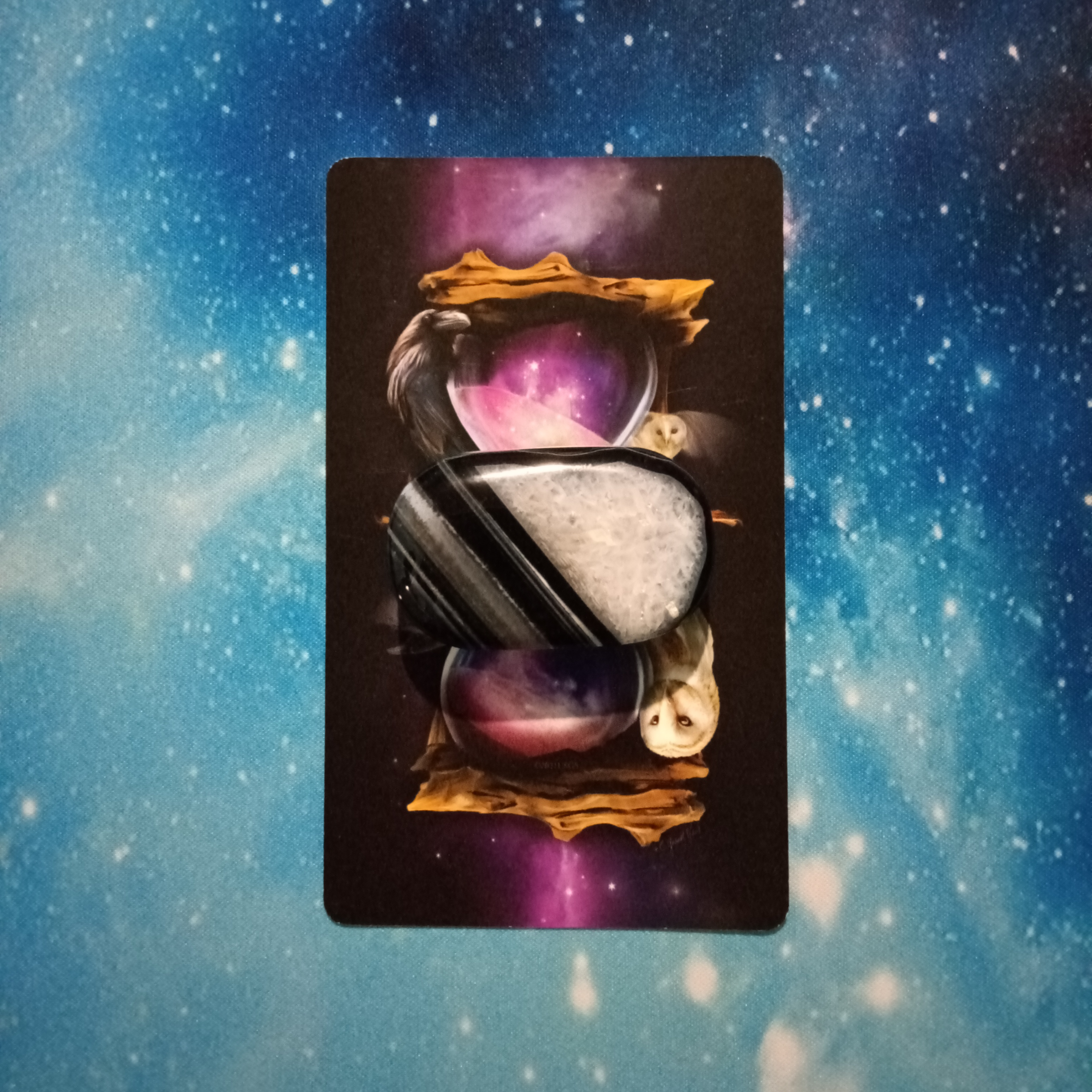 Full Moon Pick-a-Card Tarot Reading for May 2025! Witching Hour Oracle card and crystal, face down. Pile 3, Black Agate
