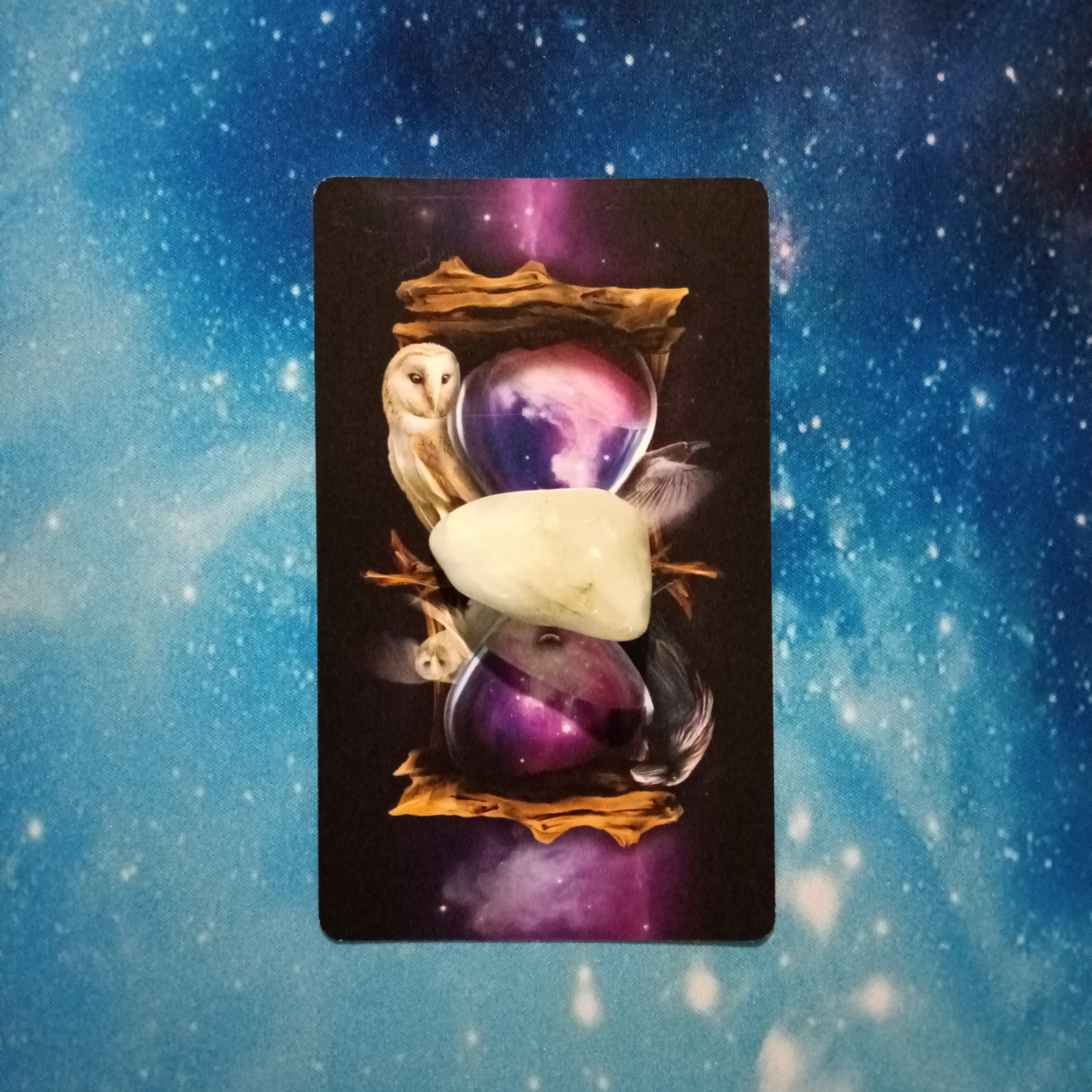 Full Moon Pick-a-Card Tarot Reading for May 2025! Witching Hour Oracle card and crystal, face down. Pile 4, Jade (light green)
