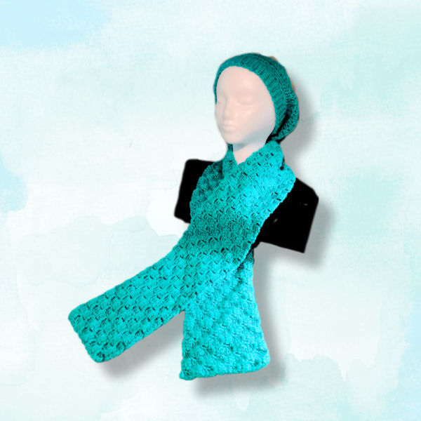 Vibrant Blue Mint Handmade Winter Set Cozy Hat, Scarf & Accessories, hat and scarf