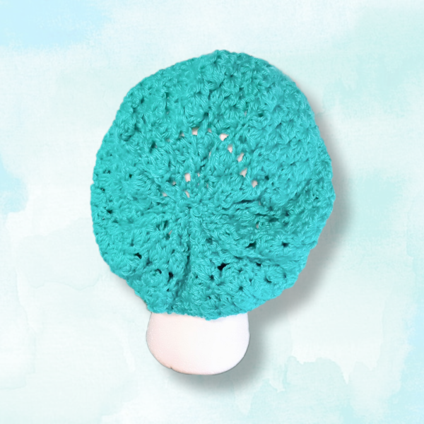 Vibrant Blue Mint Handmade Winter Set Cozy Hat, Scarf & Accessories, hat rear view