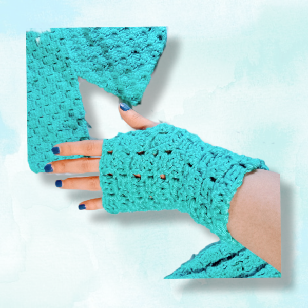 Vibrant Blue Mint Handmade Winter Set Cozy Hat, Scarf & Accessories, wrist warmers