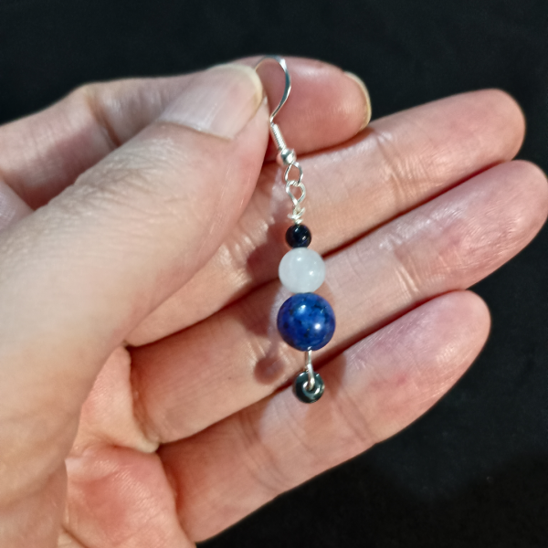 Aquatic Alignment Lapis Lazuli & Aquamarine Earrings, hand