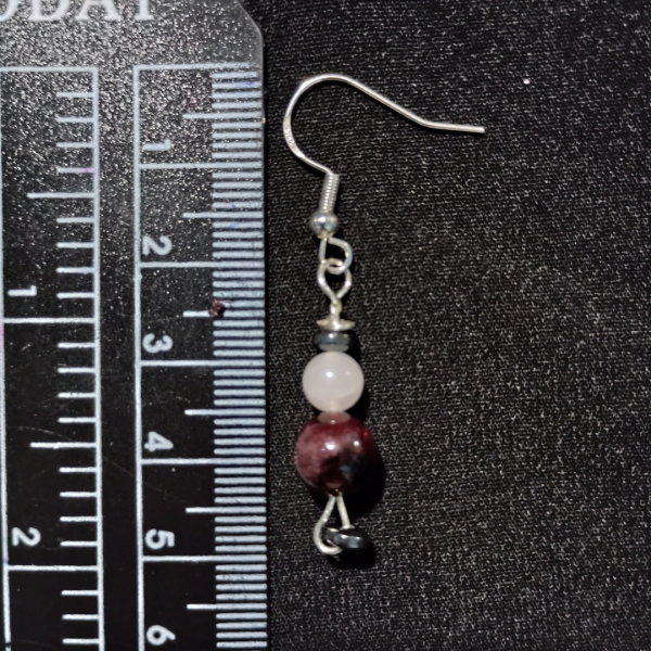 Cosmic Connection: Garnet & Rose Quartz Earrings - Image 4