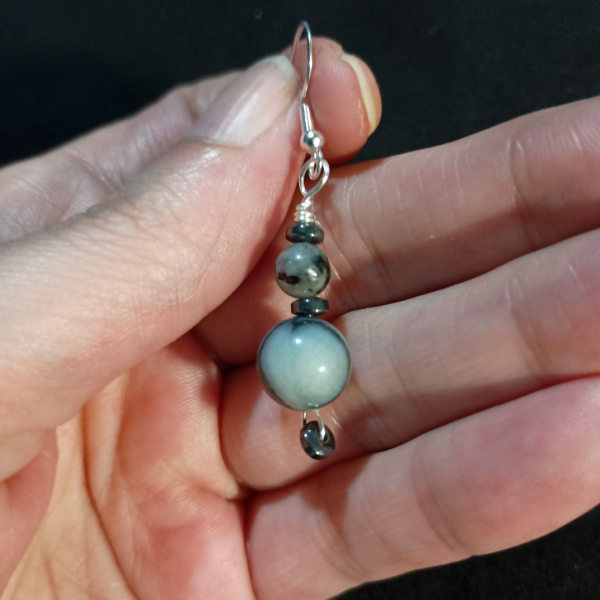 Grounded Flow Indian Agate, Hematite, & Labradorite Earrings - Hand
