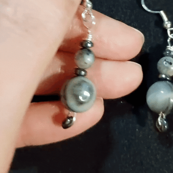 Grounded Flow Indian Agate, Hematite, & Labradorite Earrings - video clip