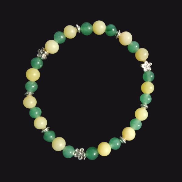 Manifesting Abundance: Lemon Jade & Green Aventurine Bracelet, black background