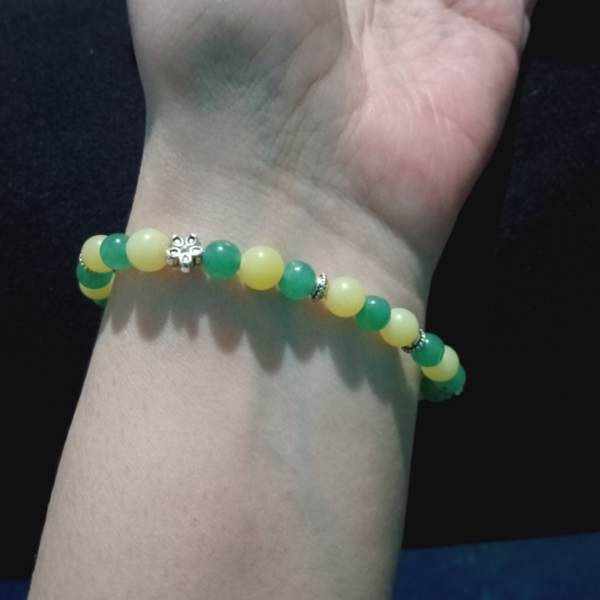 Manifesting Abundance: Lemon Jade & Green Aventurine Bracelet, under side of wrist