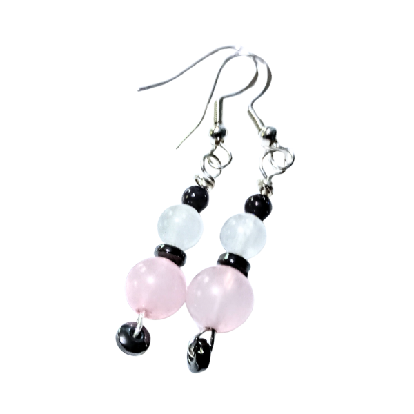 Radiant Heart: Rose Quartz & Clear Quartz Earrings - Image 4